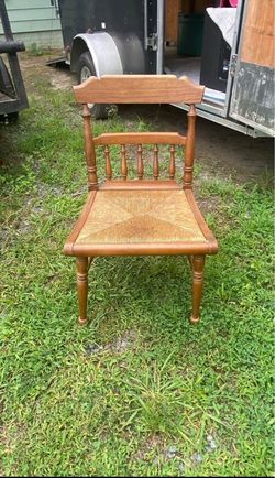 Vintage Wood Chair with Rush Seat