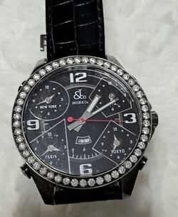 Jacob & Co Five Time Zone Diamonds 2ct Black Starry Night Dial