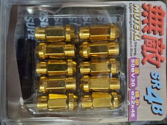 Muteki 12x1.25 Yellow Chrome Gold Tuner Lugs Lug Kit Lug nuts for Rims Wheels Thumbnail
