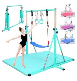 FC FUNCHEER Foldable Gymnastics Bar,5FT Horizontal bar,Adjustable Kids Training bar for Kids Ages 3-15,Kids Gymnastics bar,Triangle Stable Structure-G