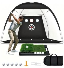 New 10x7FT Golf Practice Net with Mat