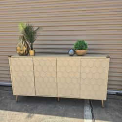 MODERN SIDEBOARD IN GREAT SHAPE, 4 DOORS AND REGULABLE SHELVES 60X15X33/NATURAL WOOD COLOR