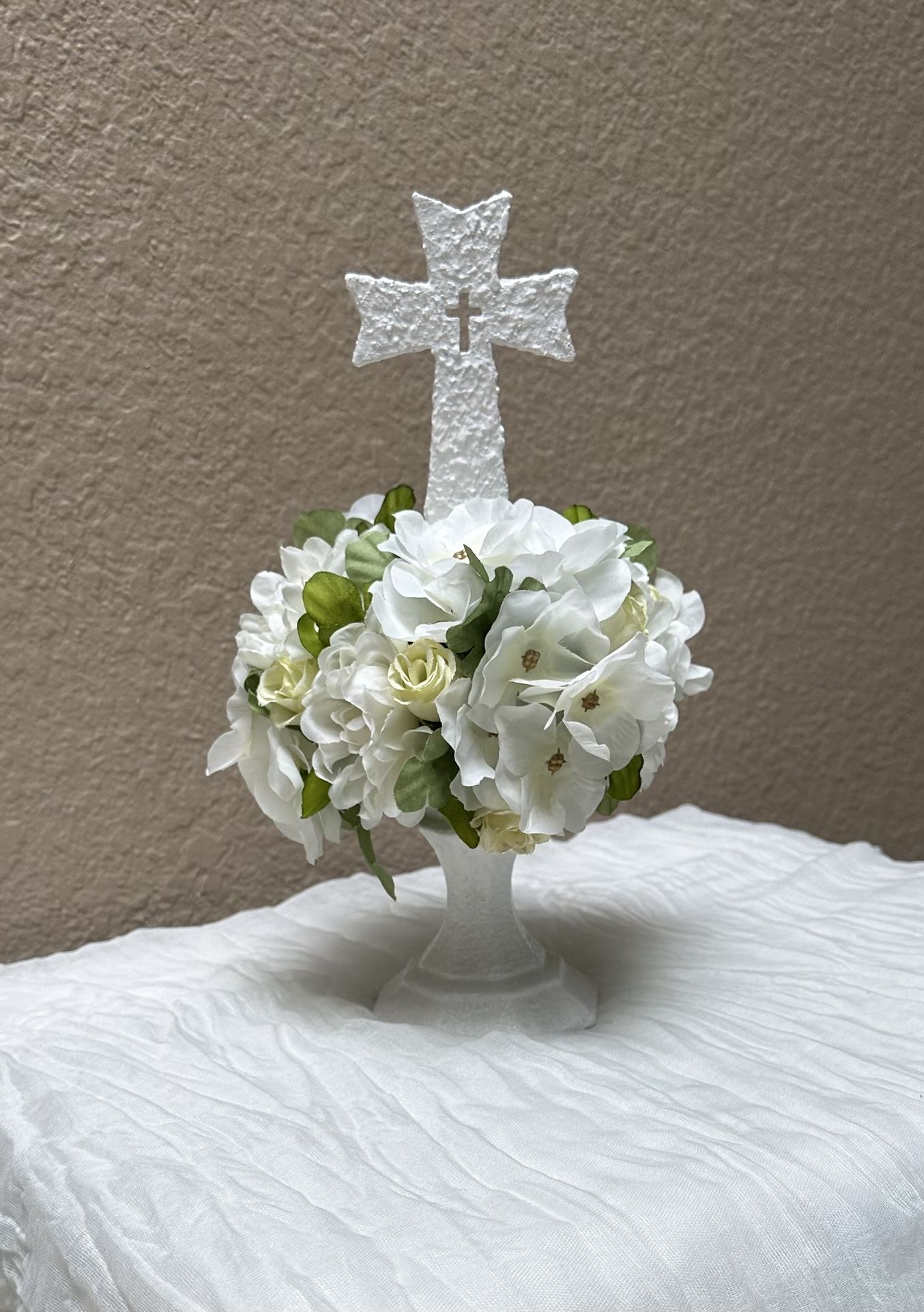 Floral Cross Centerpieces For Baptism, First Communion, Shower, Quinceanera, Wedding 