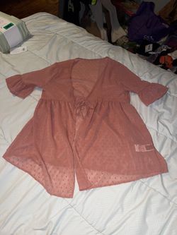 SHEIN Women's Sheer Pink polka dot lace blouse size S