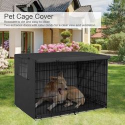 Dog Crate Cover, 49inL /33inW /31inH Pet Kennel Cover, Waterproof 210D Silver Coated Oxford Cloth Pet Cage Protector with Zipper, Universal for Wire C