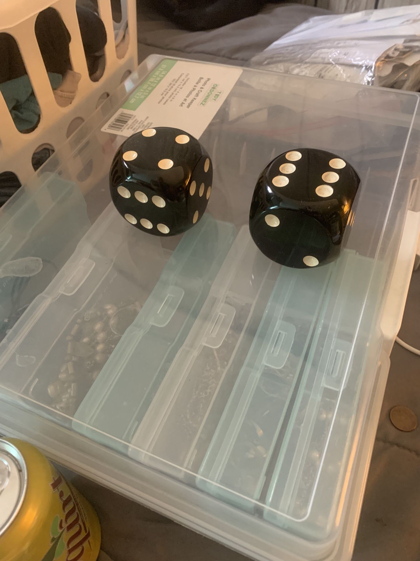 Vintage Green German Bakelite Dice And One 1 1/2 Red Dice