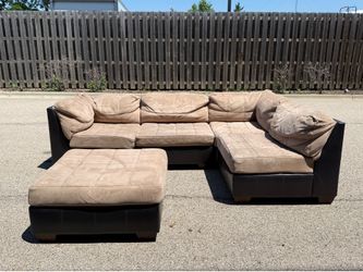 Oversized 2-Tone Sectional Sofa w/Ottoman – Free Curbside Delivery 🚚