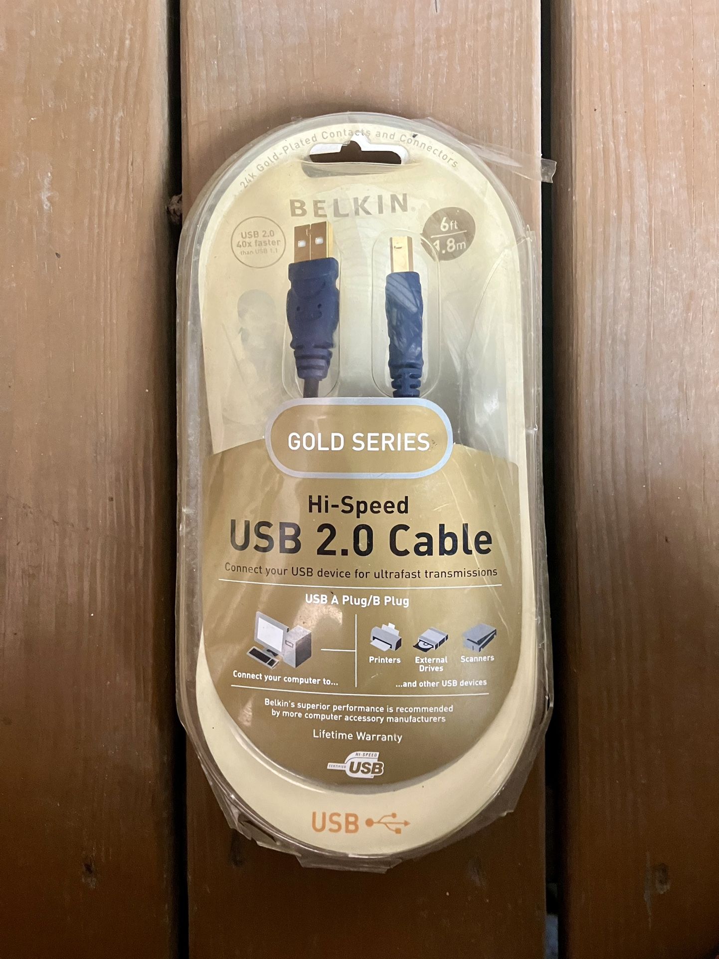Belkin Gold Series Hi-Speed 2.0 Cable USB A/B Plug 6’ - Brand New