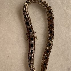 Sterling Silver Sapphire & Diamond Bracelet