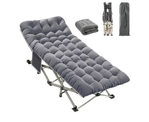 Camping Cot, Camping Cot for Adults, Heavy Duty Folding Bed with Mattress, Portable Cot Bed with Carry Bag, Outdoor & Home Office Nap, Max Load 600 LB