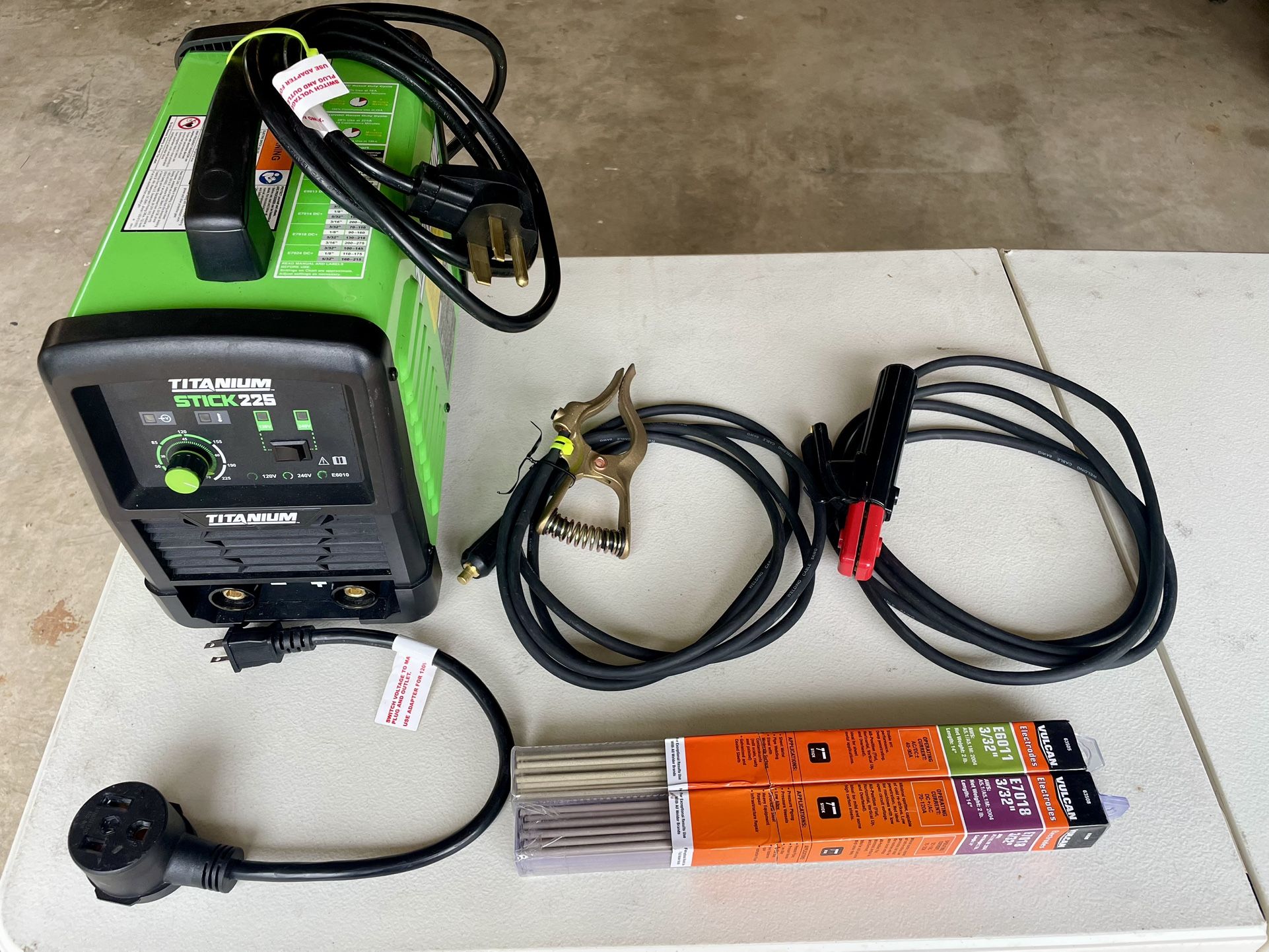 Titanium stick welder, welding helmet, gloves