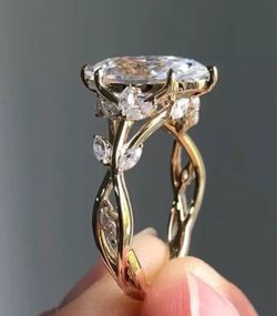14k Yellow Gold 3.12Ct Marquise Cut Lab Diamond Ring