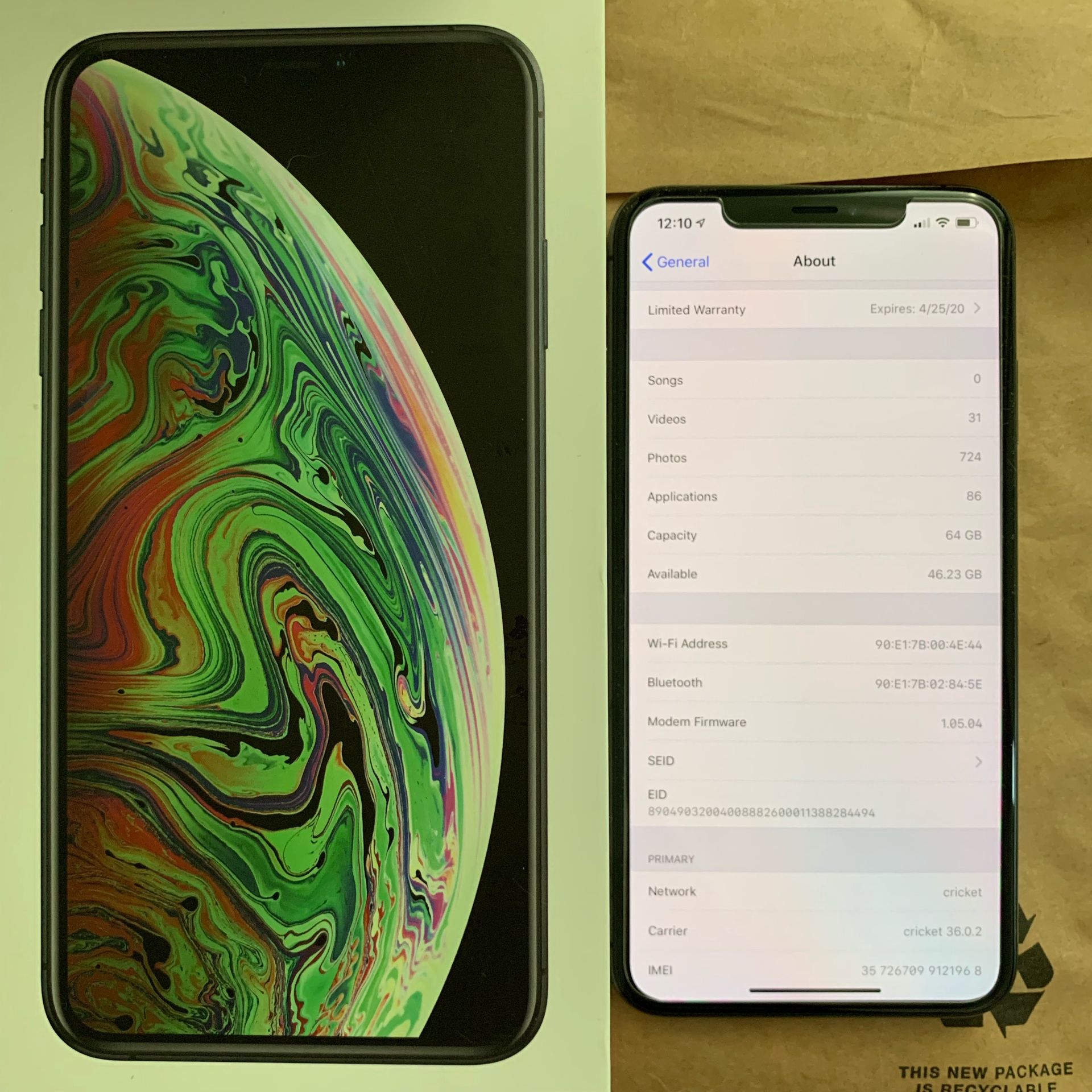 iPhone XS Max 64gb Space Gray Sprint