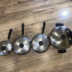 Vintage Paul Revere Sauce Pan Pot Set Of 8  Copper Bottom