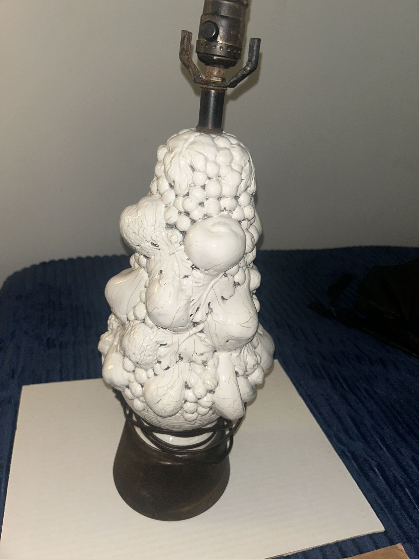 Authentic & Rare Italian Blanc de Chine White Porcelain Fruit Topiary Lamp