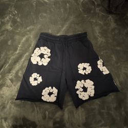 Dark Blue Denim Tear Shorts - Used - SMALL