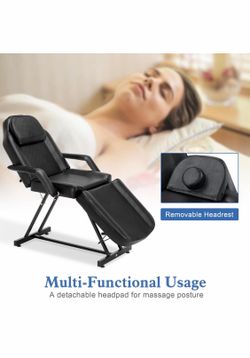 BarberPub Adjustable Tattoo Chair, 72" Multi-Purpose Facial Bed, Tattoo Treatment Table for Clients & Estheticians, 0015 (Black)
