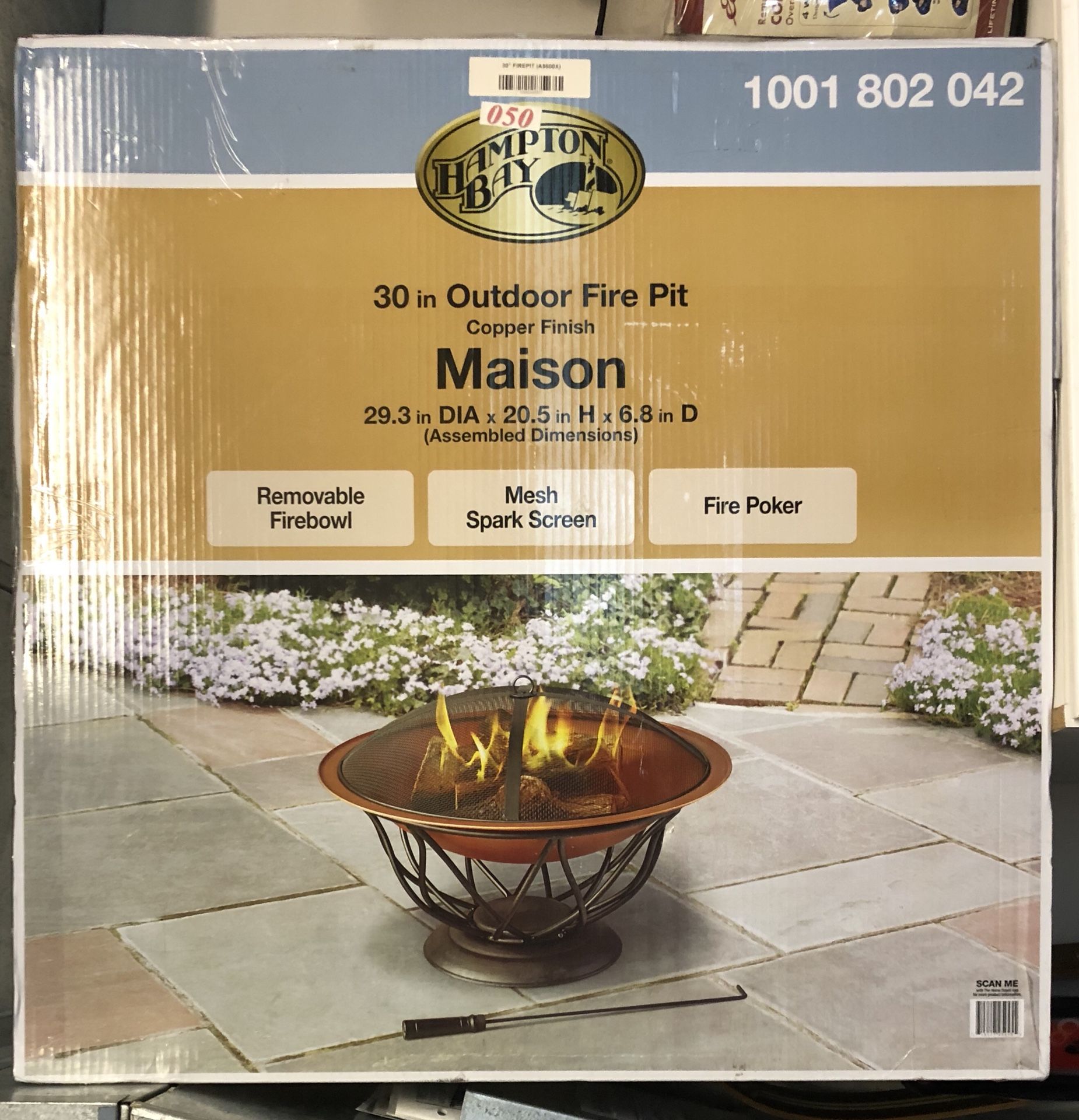 New in box Hampton bay 30 inch outdoor fire pit
