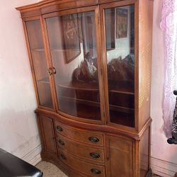 Antique China Cabinet Bowfront Glass Door one piece