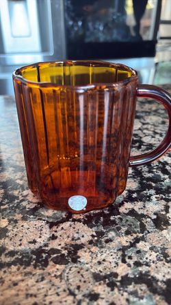 Starbucks Amber PUMPKIN 2026 Scallop Glass Mug 14oz