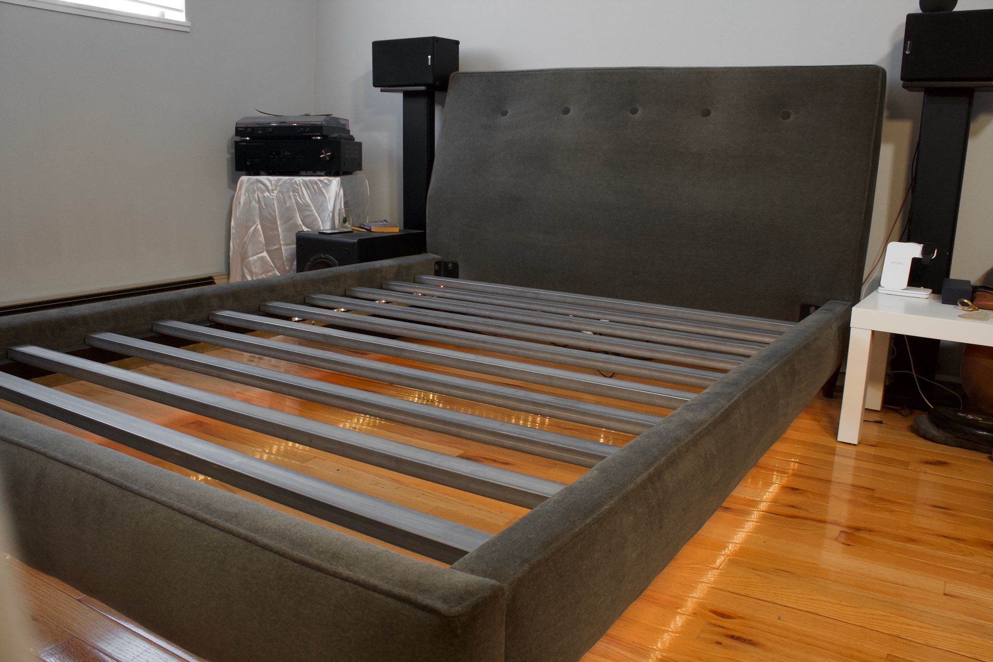 Custom Made Full Size Fabric Bed Frame - With Underglow RGB Lighting!
