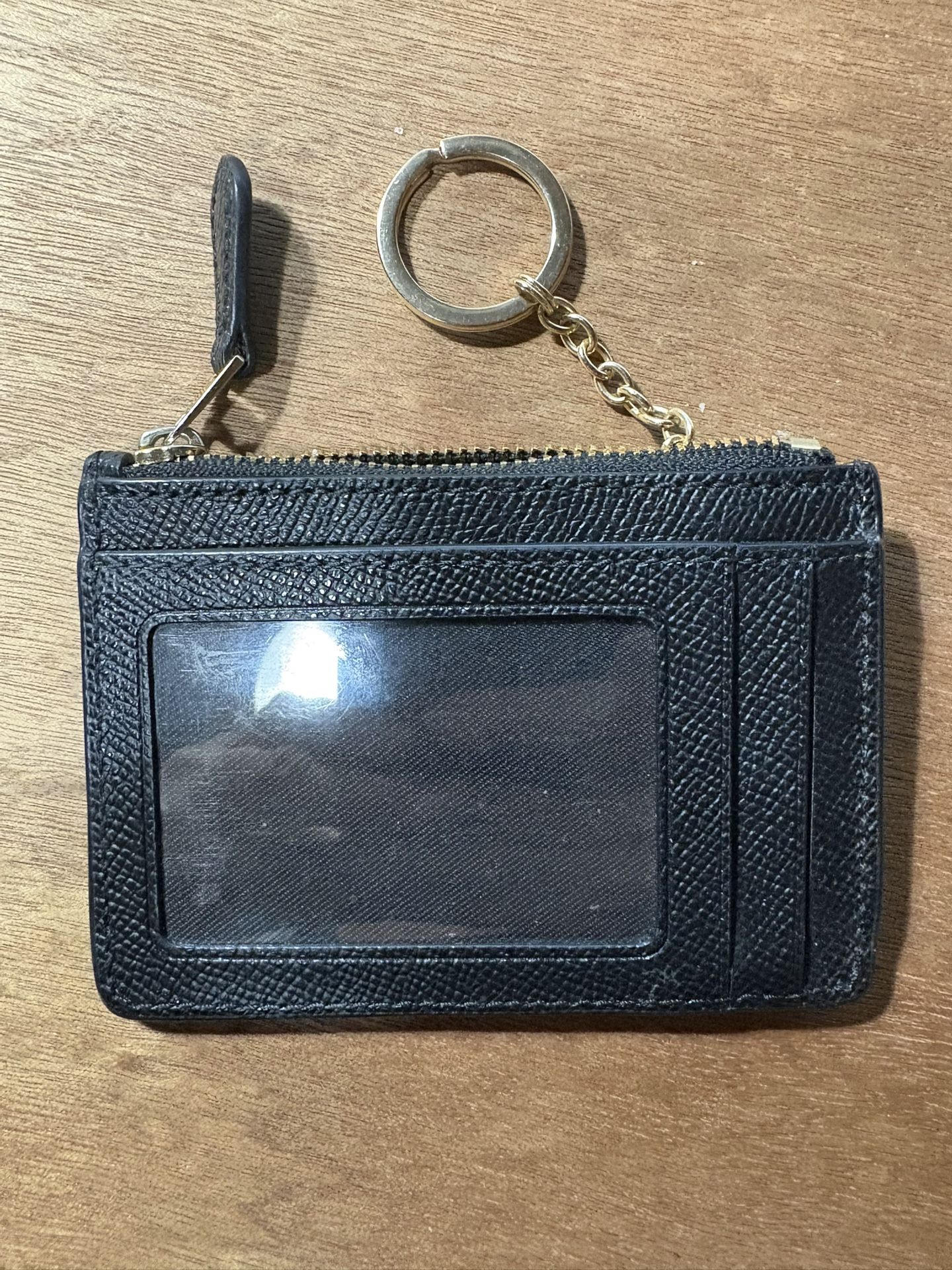Coach Black Leather Coin Purse Key Ring