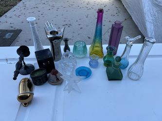Vase, candle holders sets. Price for all.