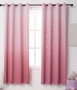 2 Pink Ombré Curtains - Room Darkening