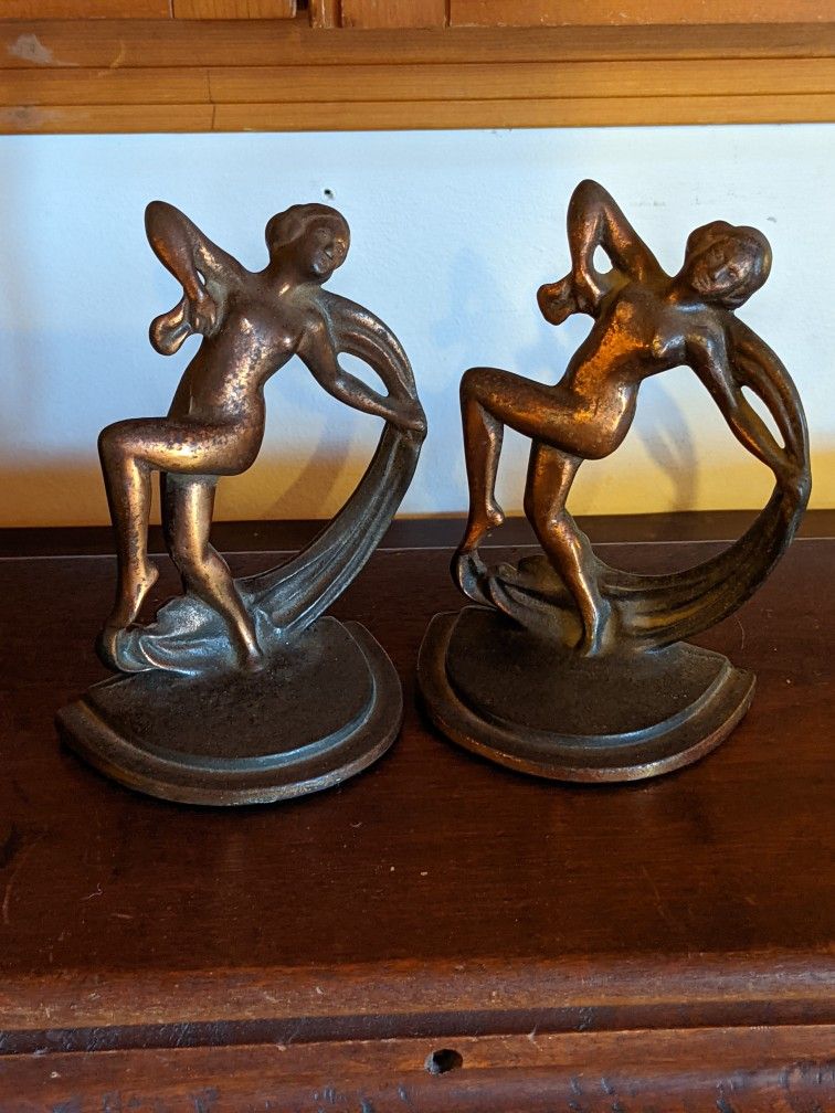 Bookends, Art Nouveau, Bronze