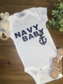 Custom NAVY onesies 3-6 months