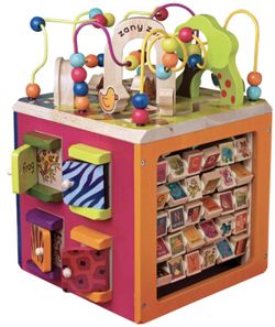 Wooden Activity Cube – Activity Center with Alphabet – Educational Toys –