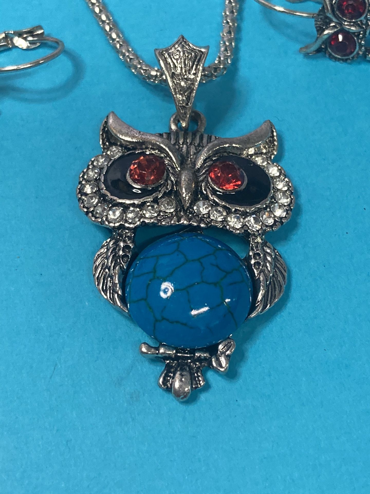 Owl Jewelry, Necklace & Clip On Earrings