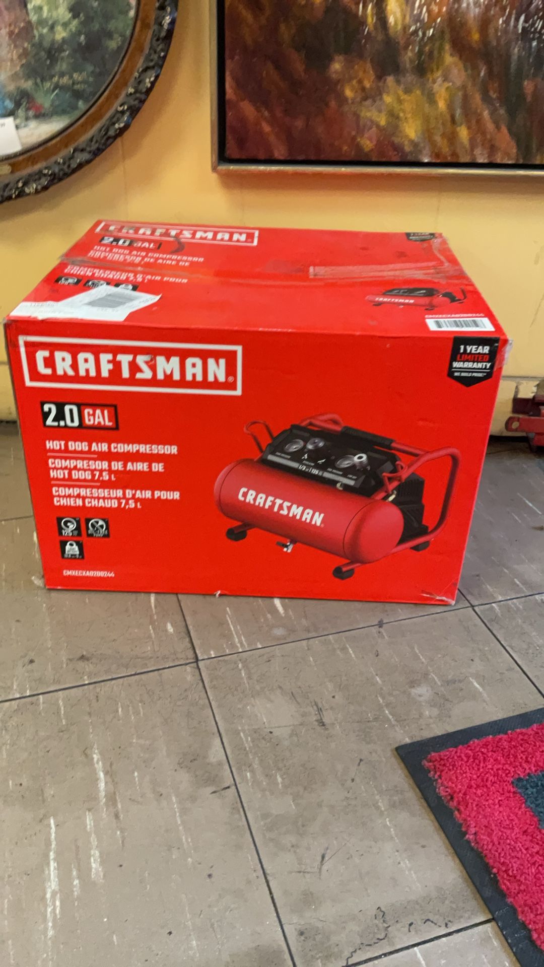 Craftsman Air Compressor 2 Gallon Single Stage Portable Electric Hot Dog 