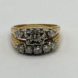 14k Yellow Gold Diamond Cluster Ring 