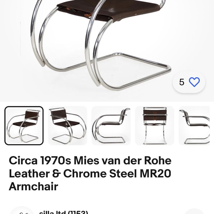 Leather And Chrome Arm Chair  (circa 1970s) Mies Van Der Rohe