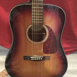Fender Acoustic with Stand And Shoulder Strap