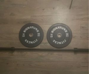 Bench bar with 2 10lb plates Black barbell