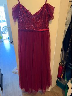 Women off the shoulder burgundy bridesmaid dress