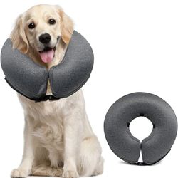 Dog Cone Collar, Inflatable Dog Neck Donut Collar Alternative After Surgery, Soft Protective Recovery Cone for size Large dogs and puppies.