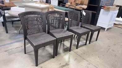 Assembled New Outdoor Dining Chairs Set of 4 - UV-Resistant PE Rattan & Steel Frame - Patio Chair