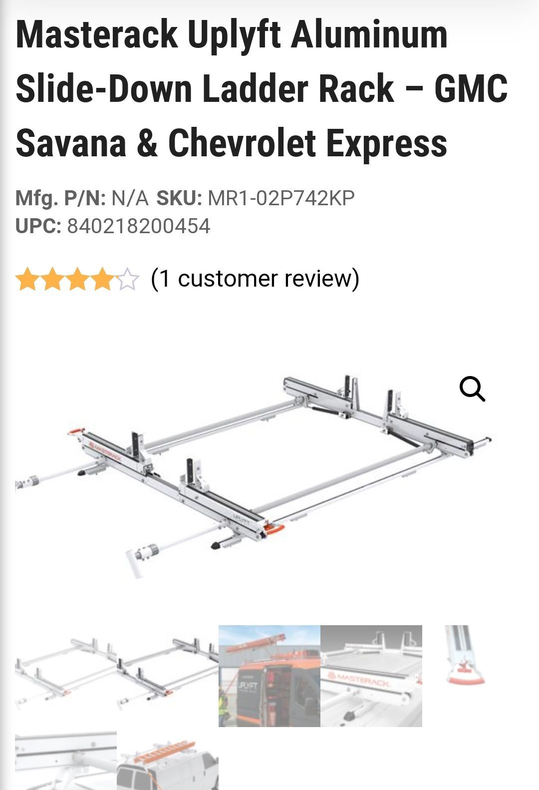 Masterack Uplyft Aluminum Slide-Down Ladder Rack