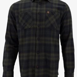 Coleman Men’s Long sleeve Flannel Shirt Midweight Western Plaid Button Down Olive/black/blue