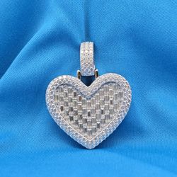 Moissanite Baguette Heart Shape Pendant