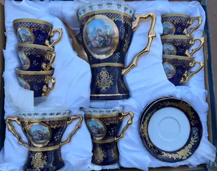 Vintage Tea Coffee Server Cobalt Blue & Gold Italy Design