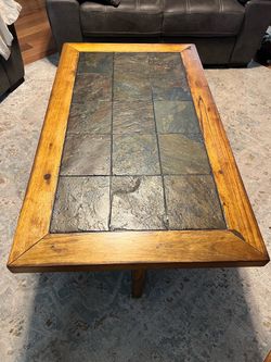 Wood and Tile Coffee Table