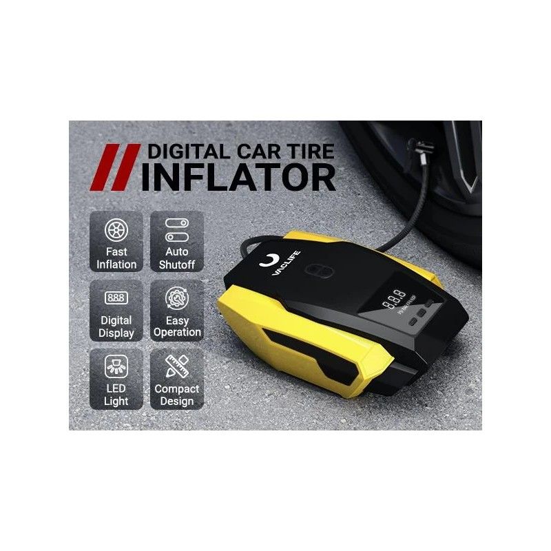 VacLife Tire Inflator 12V Portable Air Compressor For Auto Tire ATJ-1166