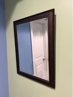 Darka Brown Textured Wall Mirror with Beaded Trim