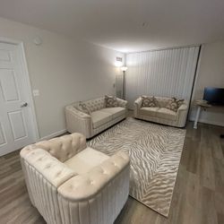 Beautiful Beige Velvet Sofa Set