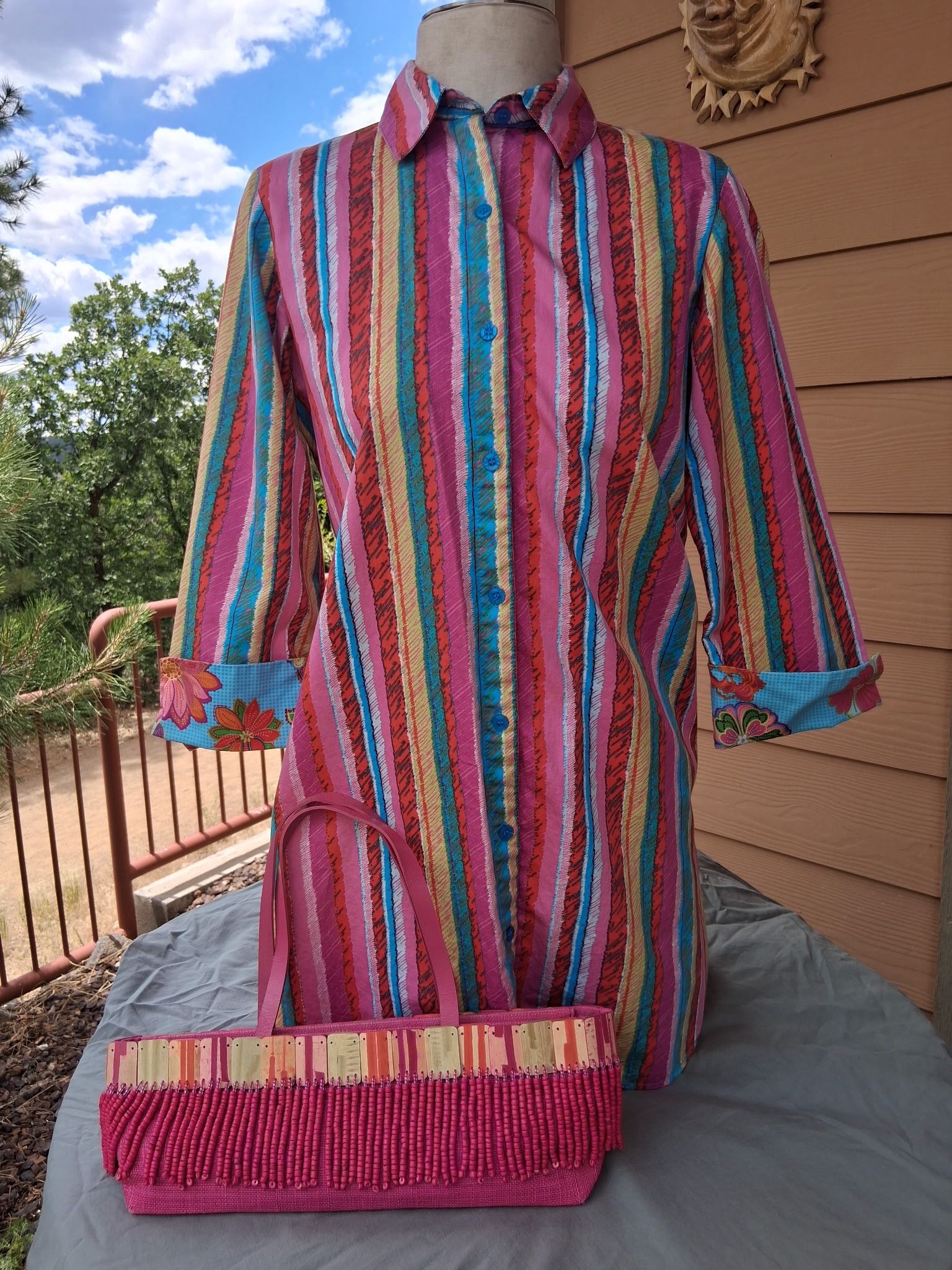 CRUZ STRIPED SHIRT WITH MATCHING PURSE
