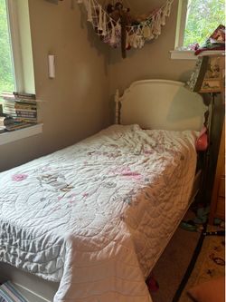 Pottery barn twin white princess bed